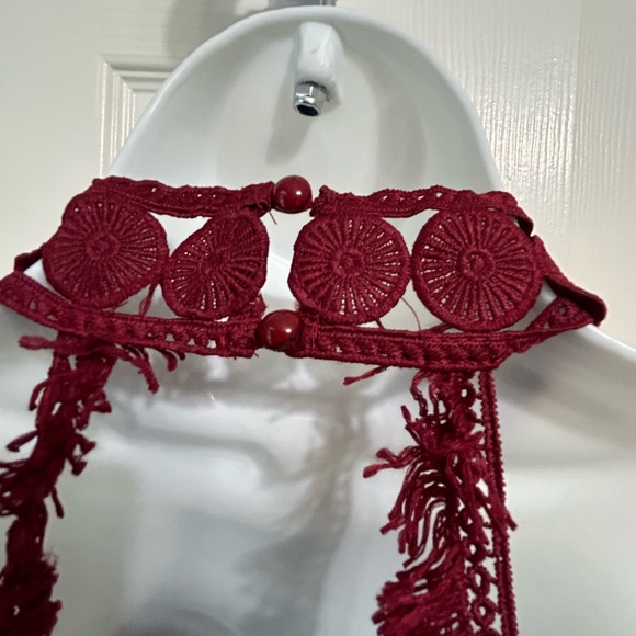 TWO SISTERS Red Elegant, High Neck Sleeveless Lace Dress ￼ - Picture 11 of 11